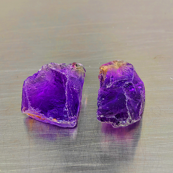 Natural Purple Amethyst Gemstones 44.51 Ct. 2 Pcs. Rough Shape and Mixed Size