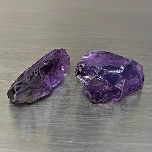 Natural Purple Amethyst Gemstones 56.04 Ct. 2 Pcs. Rough Shape 29 x 19 Mm.