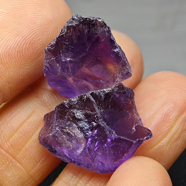 Natural Purple Amethyst Gemstones 37.56 Ct. 2 Pcs. Rough Shape and Mixed Size