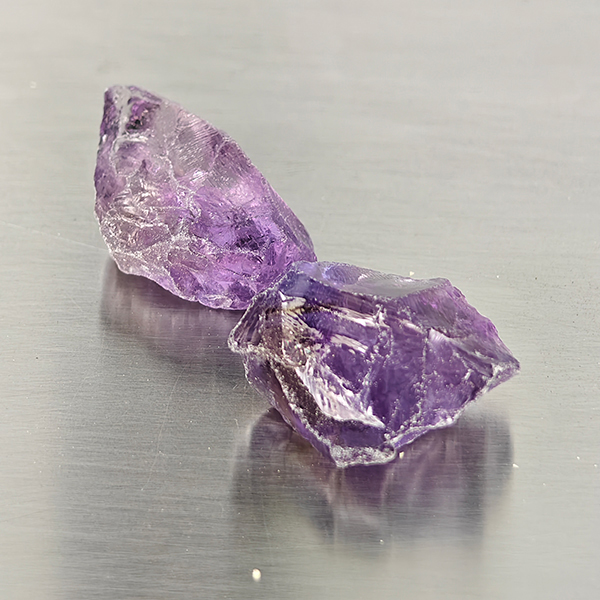 Natural Purple Amethyst Gemstones 26.77 Ct. 2 Pcs. Rough Shape and Mixed Size