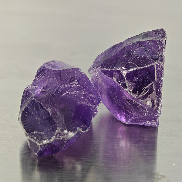 Natural Purple Amethyst Gemstones 63.13 Ct. 2 Pcs. Rough Shape and Mixed Size