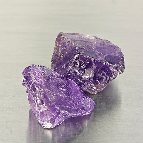 Natural Purple Amethyst Gemstones 58.23 Ct. 2 Pcs. Rough Shape 22 x 14.8 Mm.