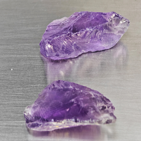 Natural Purple Amethyst Gemstones 32.36 Ct. 2 Pcs. Rough Shape 25 x 17.5 Mm.