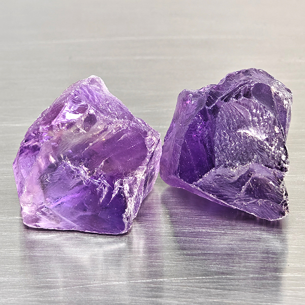 Natural Purple Amethyst Gemstones 85.63 Ct. 2 Pcs. Rough Shape and Mixed Size