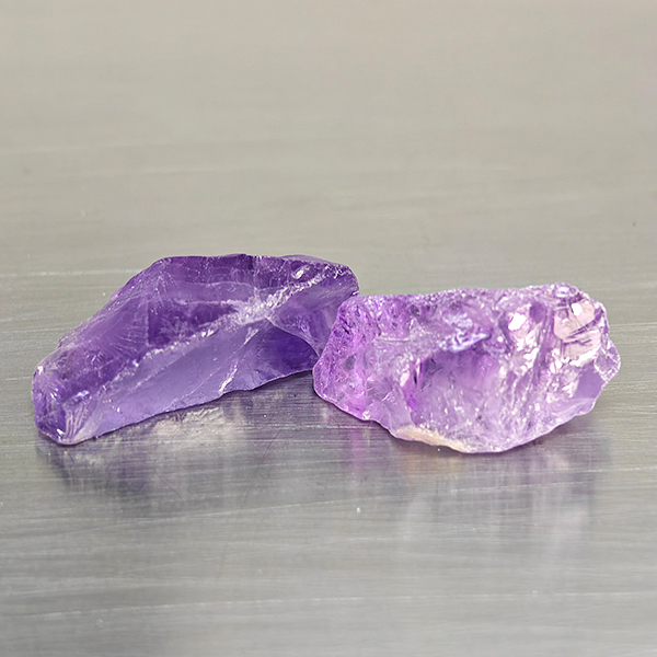 Natural Purple Amethyst Gemstones 36.67 Ct. 2 Pcs. Rough Shape and Mixed Size