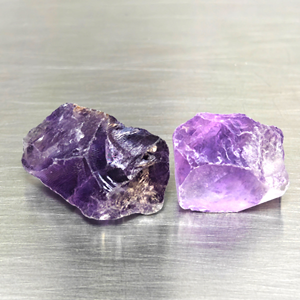 Natural Purple Amethyst Gemstones 63.61 Ct. 2 Pcs. Rough Shape and Mixed Size
