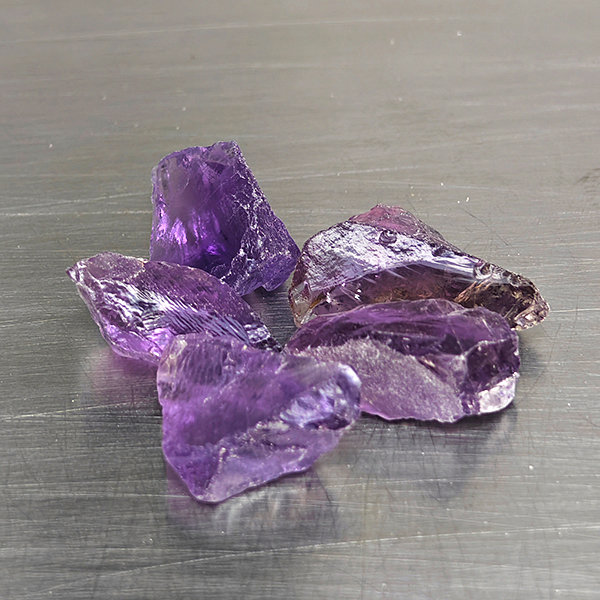 Natural Purple Amethyst Gemstones 24.16 Ct. 5 Pcs. Rough Shape and Mixed Size