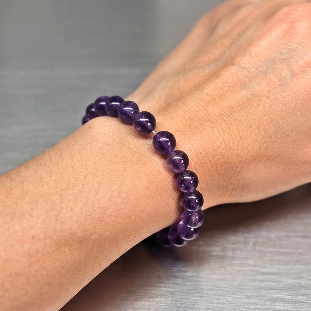 Natural Purple Amethyst Gemstones 43.21Ct. Round Cabochon Shape Flexibility Bracelet Length 6 Inch.