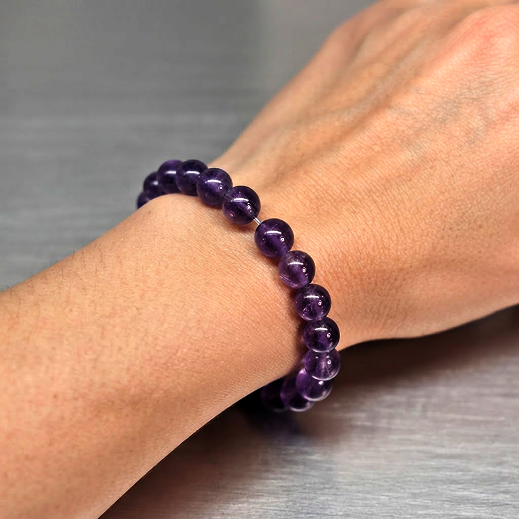 Natural Purple Amethyst Gemstones 46.52Ct. Round Cabochon Shape Flexibility Bracelet Length 6 Inch.