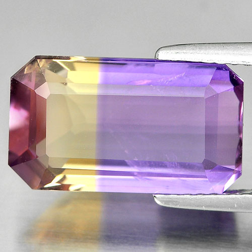Ametrine Bi-Color 6.42 Ct. VS Octagon 15.2 x 8.8 Mm. Natural Gemstone Bolivia