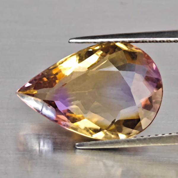 Natural Bi Color Ametrine Gemstones 8.01 Ct. Pear Shape 17.9 x 12  Mm.
