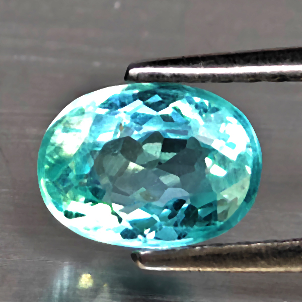 Natural Neon Blue Paraiba Color Apatite Gemstones 1.02 Ct. Oval Shape 7.1 x 5.3 Mm.
