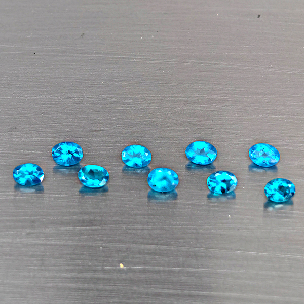 Natural Paraiba Color Apatite Gemstones 1.53 Ct. 9 Pcs. Oval Shape and Mixed Size