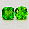 Natural Green Chrome Diopside 0.92 Ct. 2 Pcs Cushion Shape 5 Mm Gemstones