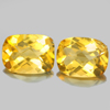 Unheated 2.46 Ct. 2 Pcs. Cushion Checkerboard Natural Gemstones Yellow Citrine