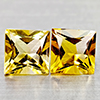 Natural Yellow Citrine 2.89 Ct 2 Pcs Square Princess Cut 7 Mm Gemstones