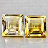Natural Yellow Citrine 2.14 Ct 2 Pcs Square Princess Cut 6.2 Mm Gemstones
