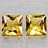 Natural Yellow Citrine 2.59 Ct 2 Pcs Square Princess Cut 6.8 Mm Gemstones