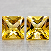 Natural Yellow Citrine 3.28 Ct 2 Pcs Square Princess Cut 7 Mm Gemstones