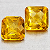 Natural Yellow Citrine 1.89 Ct. 2 Pcs Cushion Checkerboard Cut 6.1 Mm.Gemstones