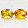 Natural Yellow Citrine 1.83 Ct. 2 Pcs Oval Checkerboard Cut  7.1 x 5.1 Mm Gems