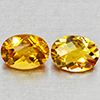 Natural Yellow Citrine 1.72 Ct. 2 Pcs Oval Checkerboard Cut  7.2 x 5.3 Mm Gems