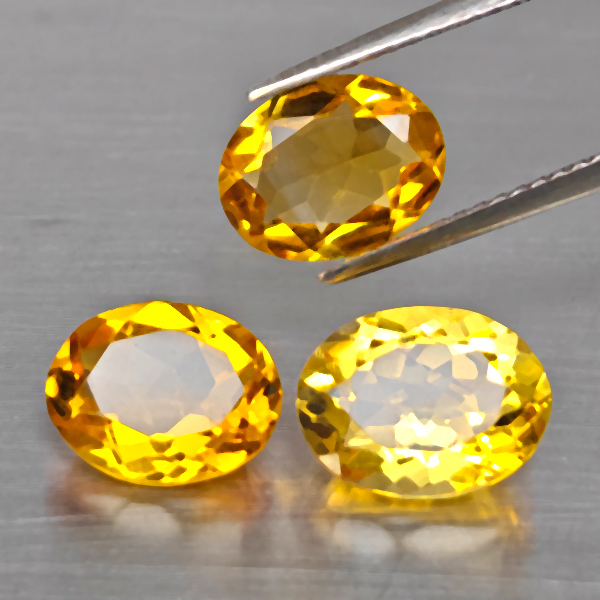 Natural Yellow Citrine Gemstones 5.10 Ct. 3 Pcs. Oval Shape and Mixed Shape
