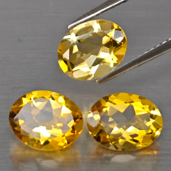 Natural Yellow Citrine Gemstones 4.53 Ct. 3 Pcs. Oval Shape and Mixed Shape