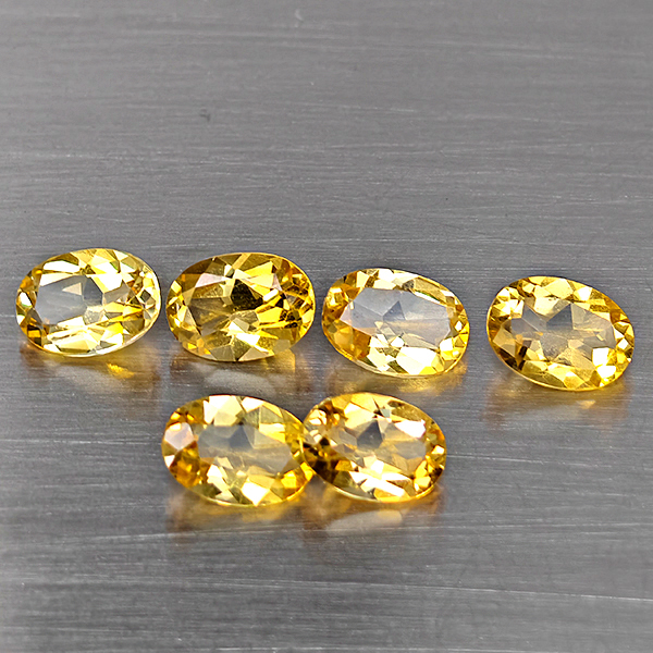 Natural Yellow Citrine Gemstones 3.89 Ct. 6 Pcs. Oval Shape and Mixed Shape