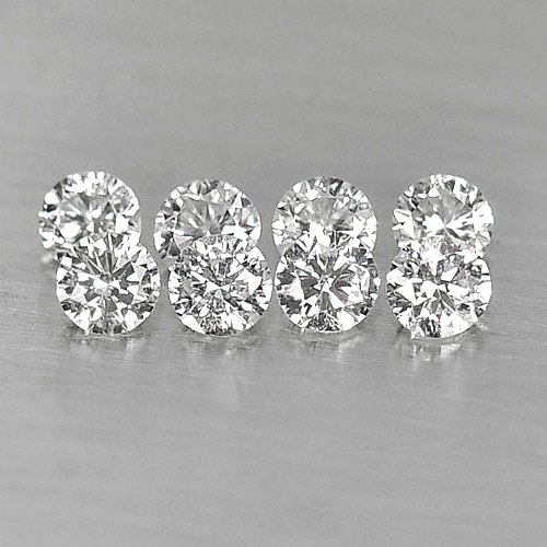 Loose Diamond 0.17 Ct. 8 Pcs. Round Brilliant Cut 1.7 Mm. Natural Unheated