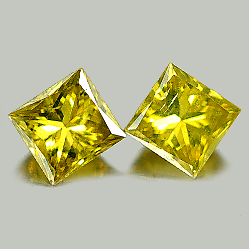 0.30 Ct. 2 Pcs. Attractive Natural Yellow Loose Diamond Baguette Princess Cut