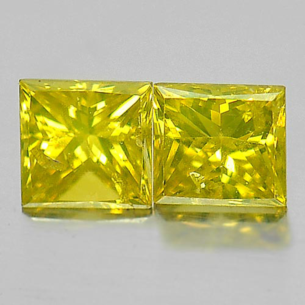 0.29 Ct. 2 Pcs. Baguette Princess Cut Natural Yellow Loose Diamond