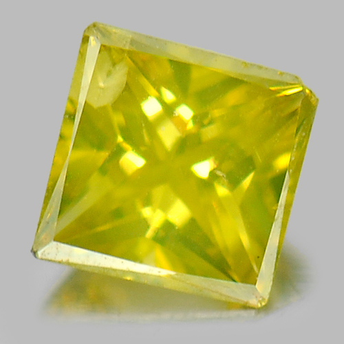 0.14 Ct. Square Princess Cut Natural Yellow Loose Diamond From Belgium