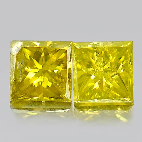 0.25 Ct. 2 Pcs. Attractive Natural Yellow Loose Diamond Baguette Princess Cut