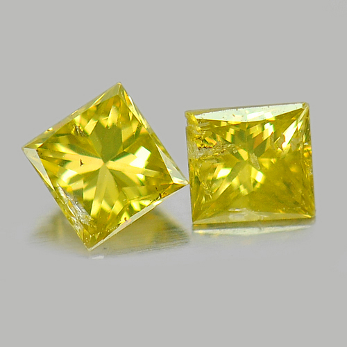 0.16 Ct. 2 Pcs. Baguette Princess Cut Natural Yellow Loose Diamond Belgium
