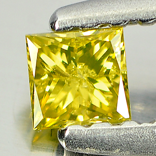 0.16 Ct. Nice Cutting Square Princess Cut Natural Yellow Loose Diamond
