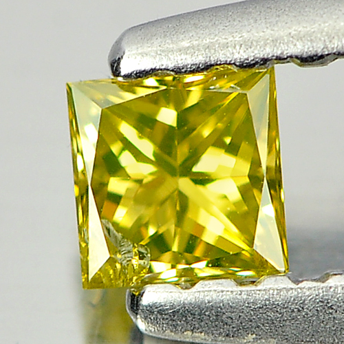 0.15 Ct. Good Cutting Square Princess Cut Natural Yellow Loose Diamond