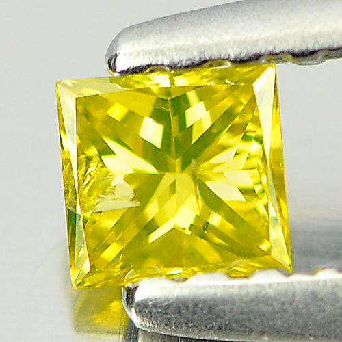 0.16 Ct. Good Cutting Square Princess Cut Natural Yellow Loose Diamond