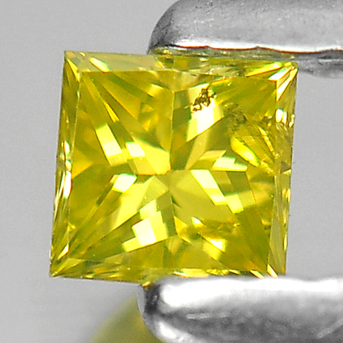0.13 Ct. Good Color Square Princess Cut 3 Mm. Natural Yellow Loose Diamond