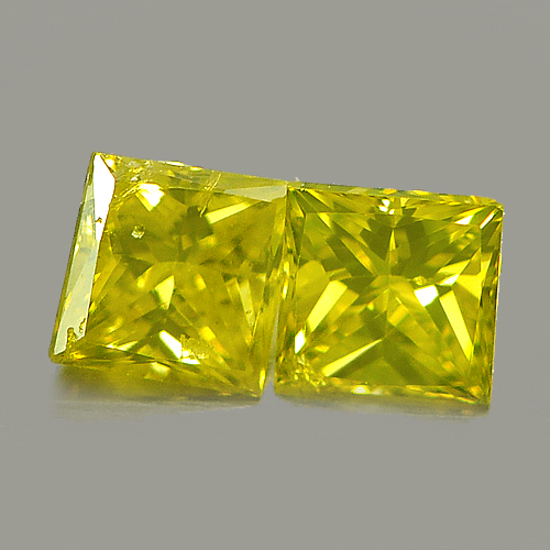 0.16 Ct. 2 Pcs. Good Color Square Princess Cut Natural Yellow Loose Diamond
