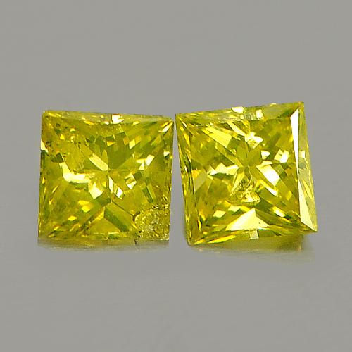 0.15 Ct. 2 Pcs. Good Color Square Princess Cut Natural Yellow Loose Diamond