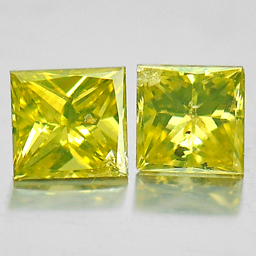 0.16 Ct. 2 Pcs. Square Princess Cut Natural Yellow Loose Diamond From Belgium