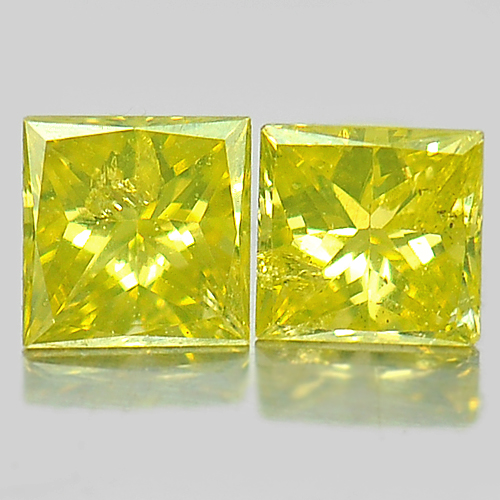 0.15 Ct. 2 Pcs. Nice Cutting Square Princess Cut Natural Yellow Loose Diamond