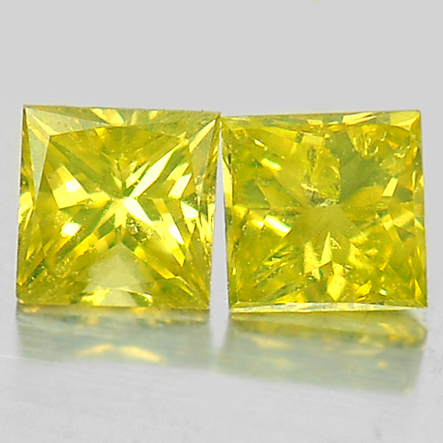 0.16 Ct. 2 Pcs. Nice Cutting Square Princess Cut Natural Yellow Loose Diamond