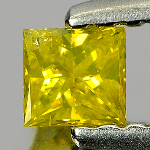 0.16 Ct. Nice Color Square Princess Cut Natural Yellow Loose Diamond