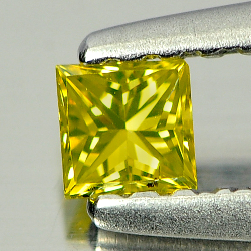 0.14 Ct. Good Cutting Square Princess Cut Natural Yellow Loose Diamond Belgium