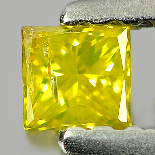 0.14 Ct. Nice Cutting Square Princess Cut Natural Yellow Loose Diamond
