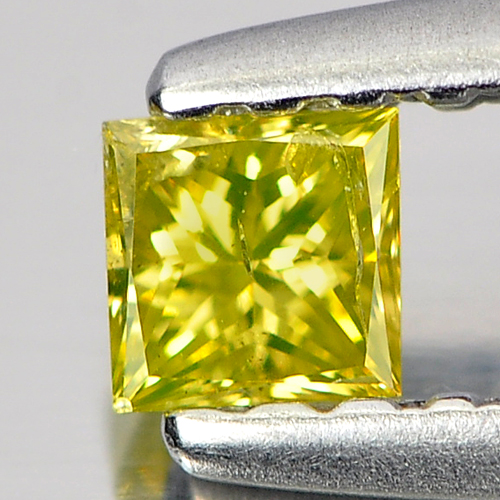 0.13 Ct. Blazing Square Princess Cut Natural Yellow Loose Diamond