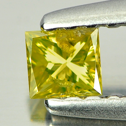0.14 Ct. Shinning Square Princess Cut Natural Yellow Loose Diamond