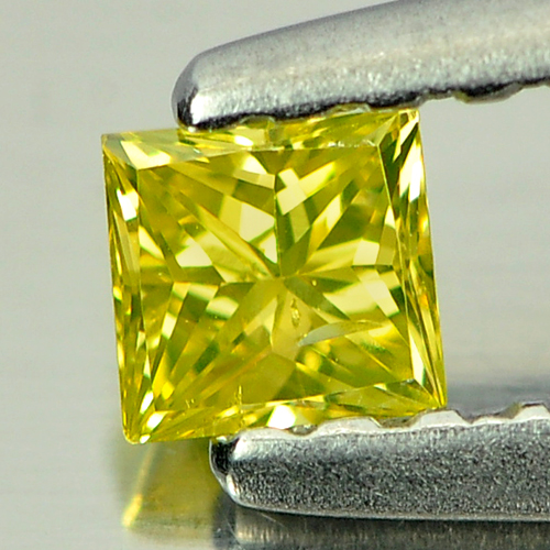 0.14 Ct. Shinning Square Princess Cut Natural Yellow Loose Diamond